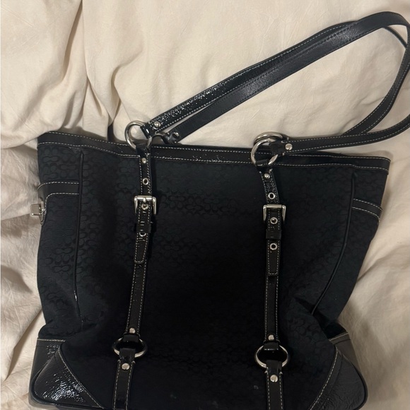 Coach Handbags - Coach Black Tote Bag with Silver Accents